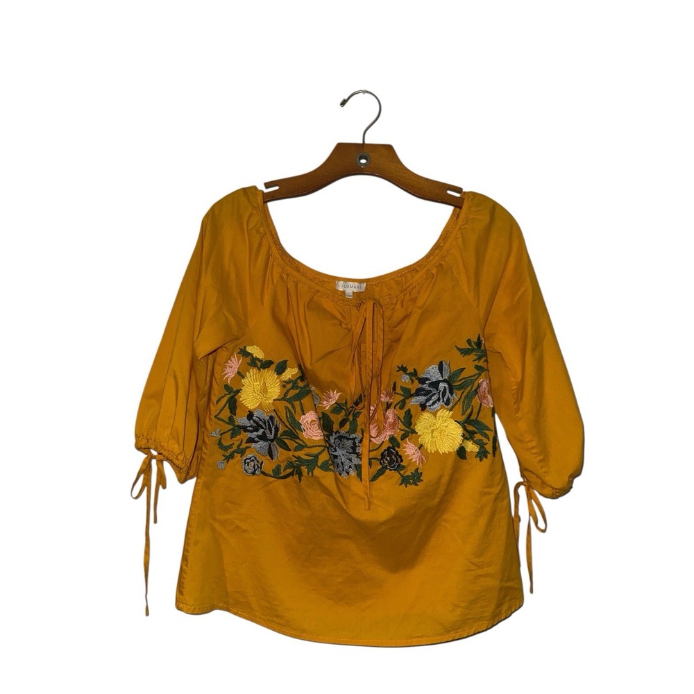 Lulumari Peasent/boho Embroidered Yellow‎ Size Large Top
